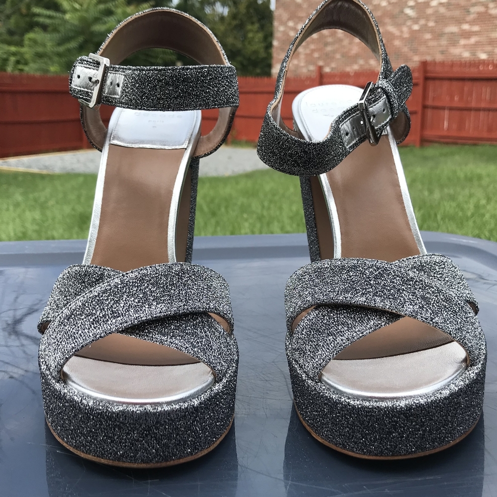 NIB LAURENCE DACADE Rosange 120mm Silver Metallic High Platform Sandals sz 41 - Picture 6 of 11